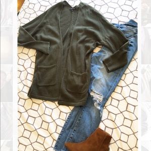 Olive Green open front cardigan- MEDIUM